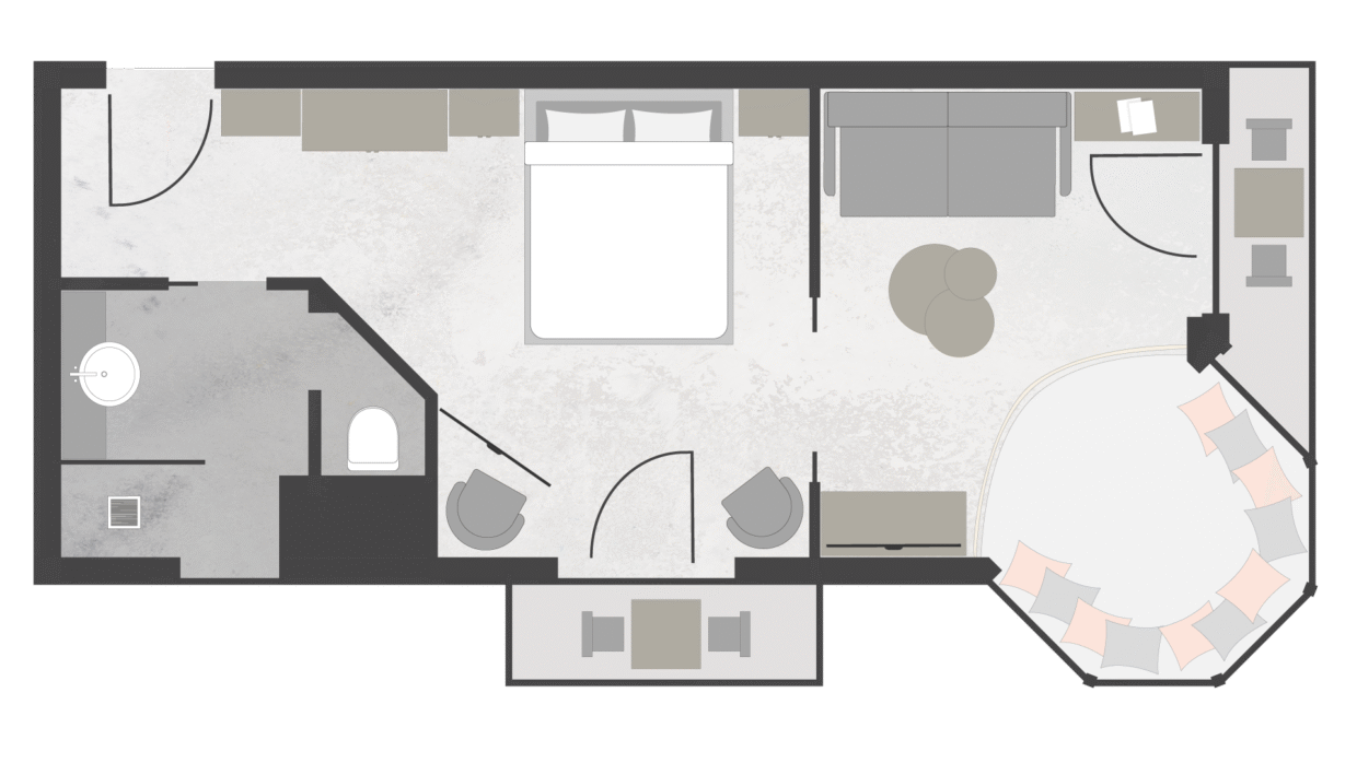Deluxe Suite modern floor plan with balcony at the Meiser SPA Resort near Dinkelsbühl
