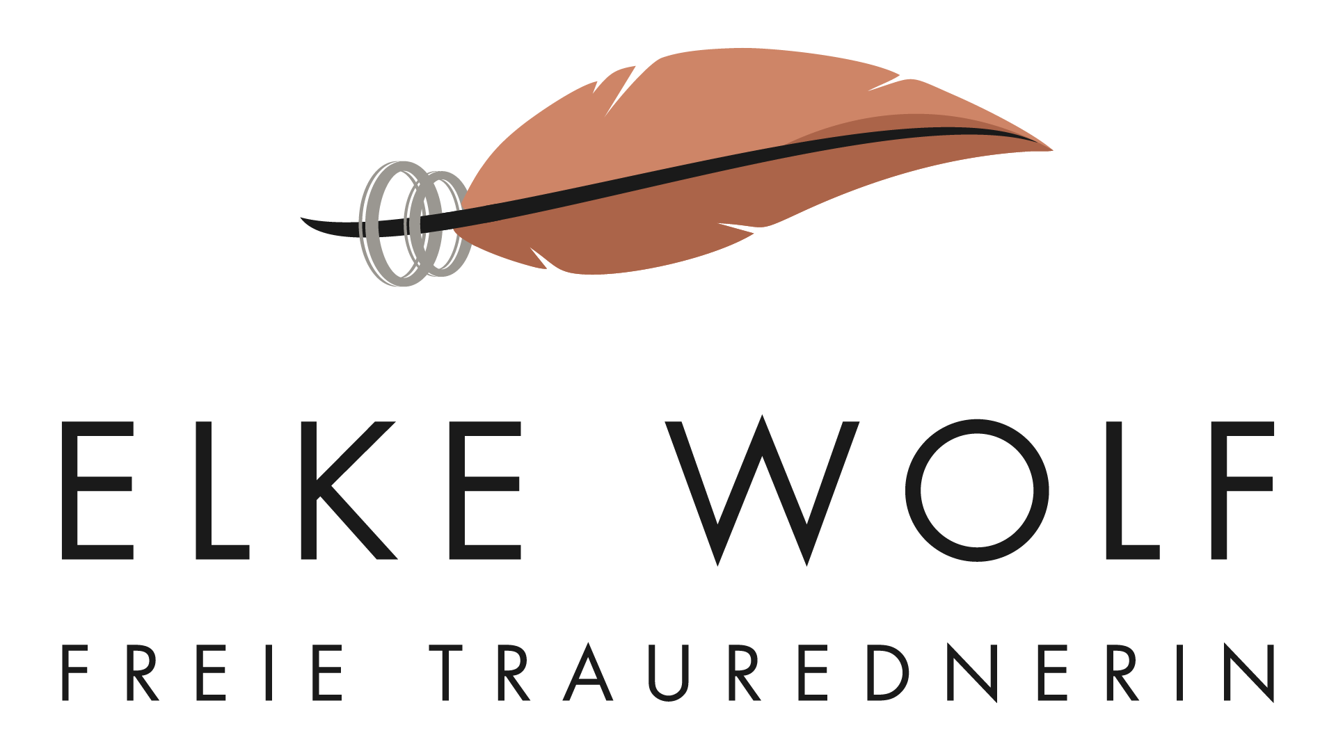 Logo von Elke Wolf, freie Traurednerin mit Feder