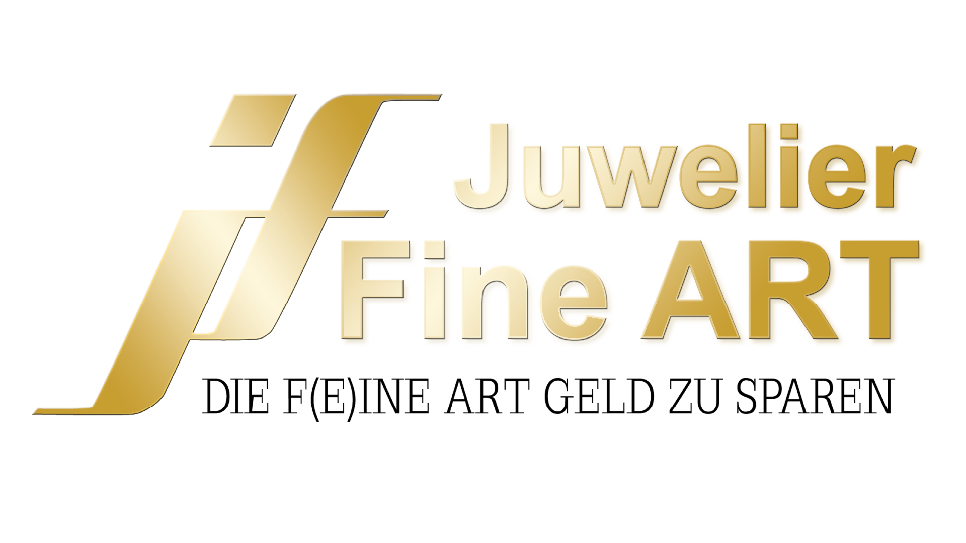 Logo: Juwelier Fine Art, goldener Schriftzug