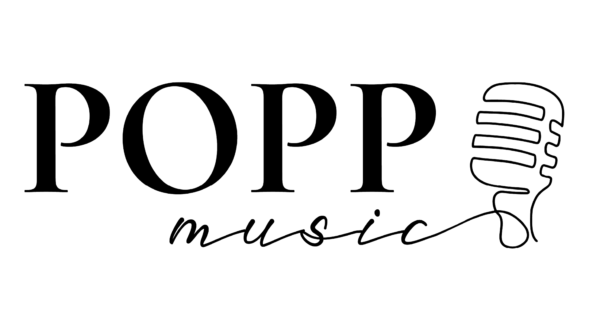 Logo Popp Music mit Mikrofon-Design