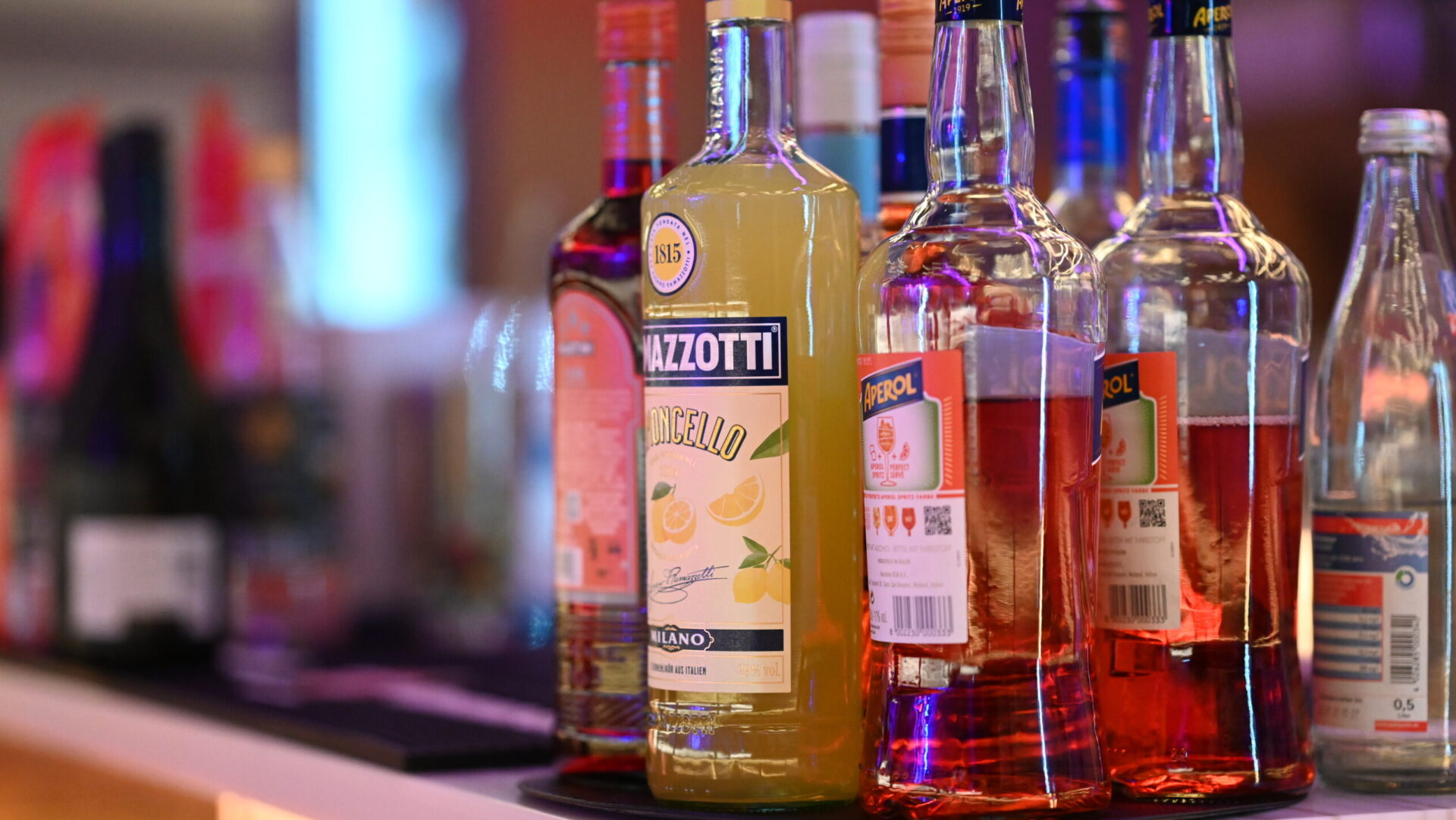 Spirits bottles displayed on a bar in the Meiser Congress Plaza.