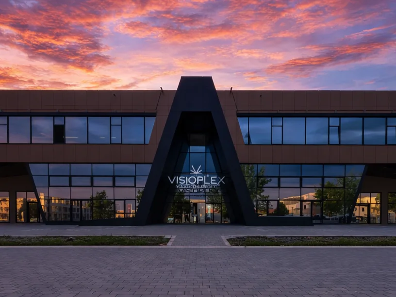 Modernes Gebäude bei Sonnenuntergang