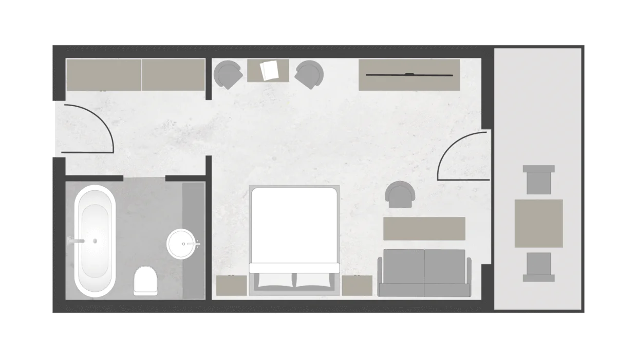 Grundriss Comfort Zimmer Landhaus mit Balkon Meiser SPA Resort nahe Dinkelsbühl