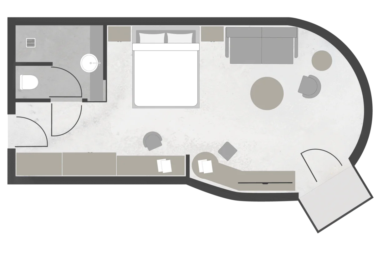 Grundriss Junior Suite Deluxe mit Balkon im Meiser SPA Resort nahe Dinkelsbühl